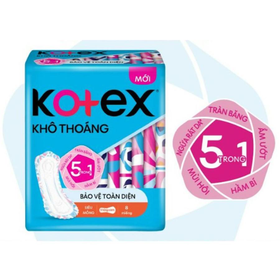 Băng Vệ Sinh Kotex Khô thoáng Siêu Mỏng không Cánh Penta 8 miếng