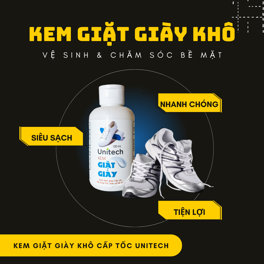 Kem giặt giày khô cao cấp Unitech - Gel giặt giày dép tiện dụng, giặt được mọi loại giày