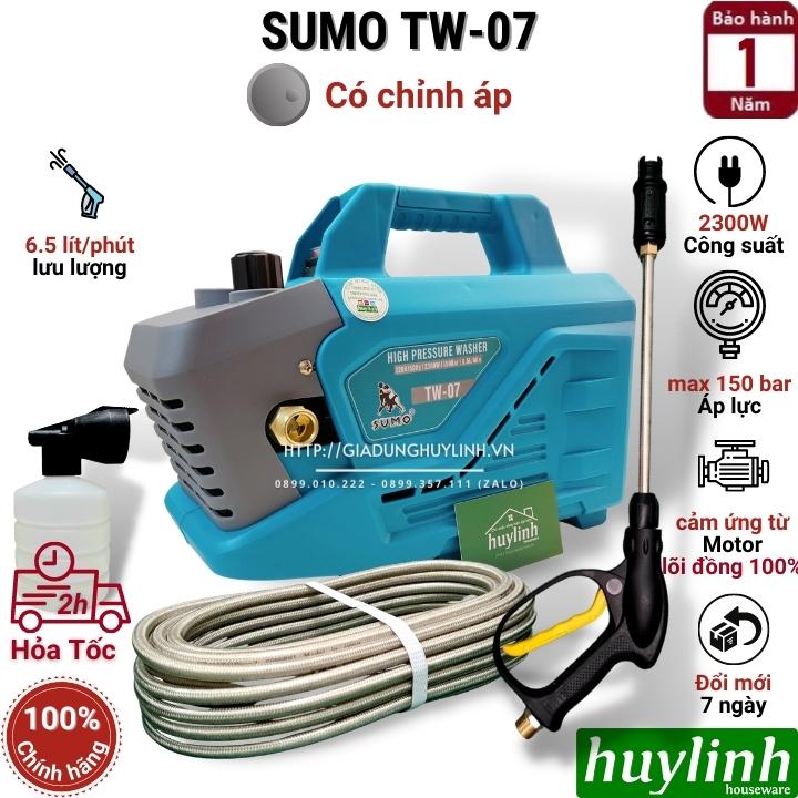 Máy rửa xe CÓ CHỈNH ÁP Sumo TW07 - Công suất 2300W - Áp lực bơm 150 bar - Motor từ lõi đồng 100% - Hàng chính hãng