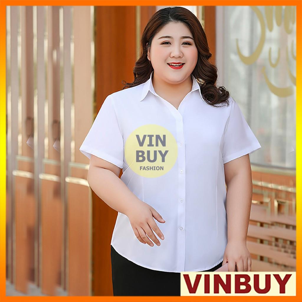 áo sơ mi trắng nữ bigsize VINBUY form áo lên đến 90kg - 100kg