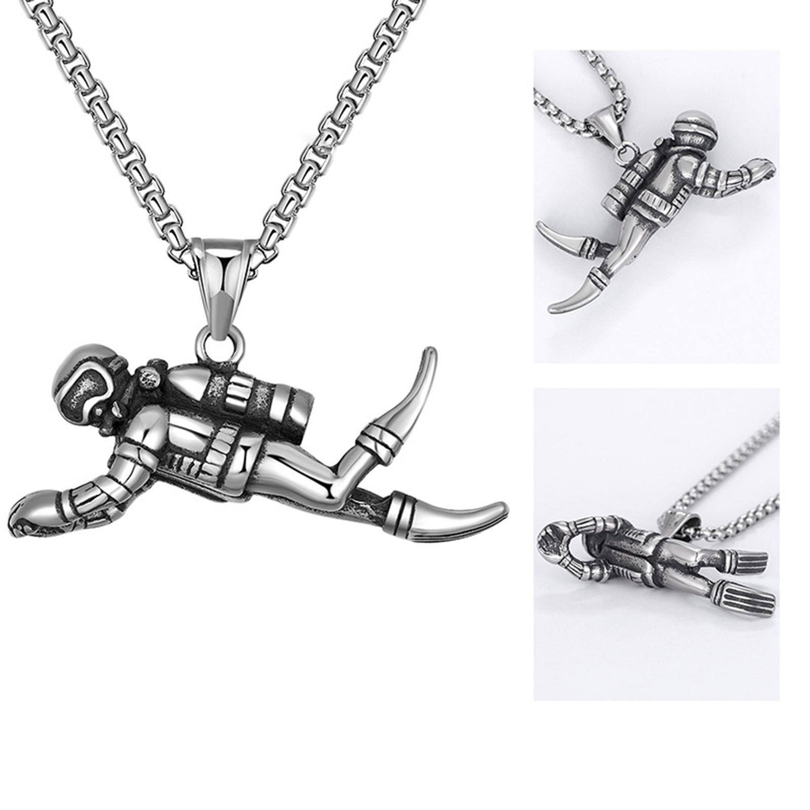 Trendy Diving Frogmen Necklace Jewelry High Polished for Girls Men Lover