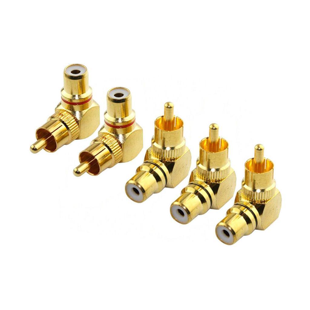 5PCS Right Angle RCA AV Audio Video Cable Adapter Connector Male To Female
