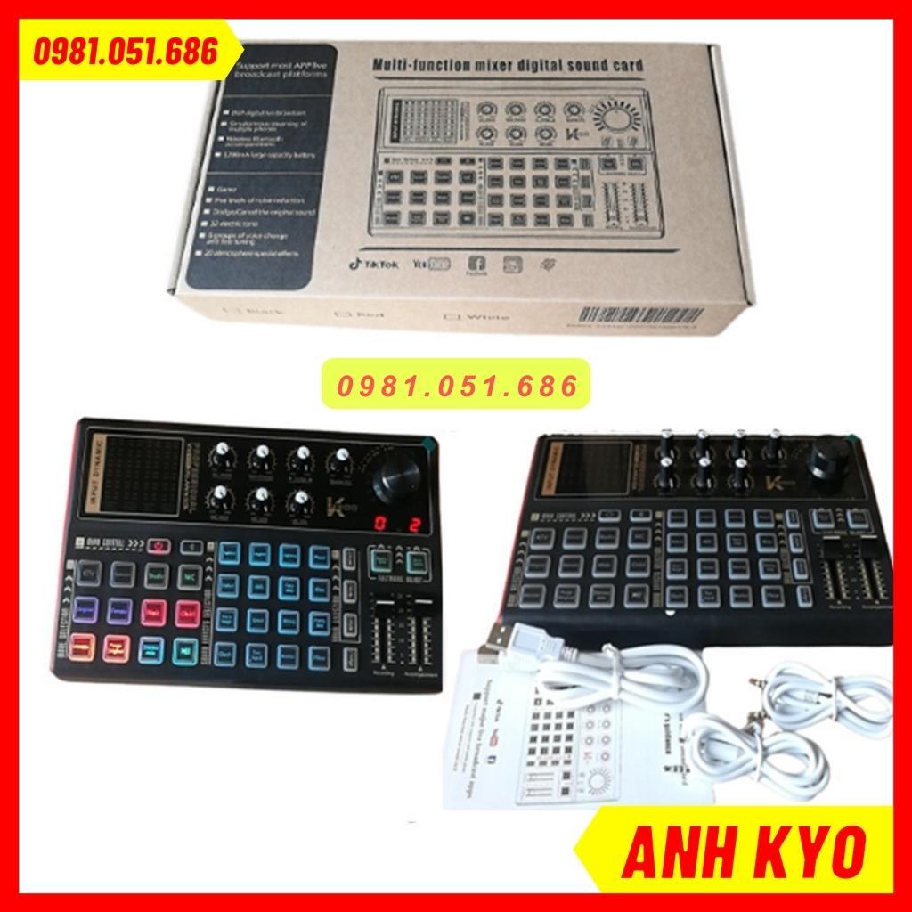 Sound card thu âm livestream k300 bluetooth, hỗ trợ tốt các dòng mic 5V, 48V. Đầy đủ hiệu ứng cười nói, vỗ tay bh 1 năm