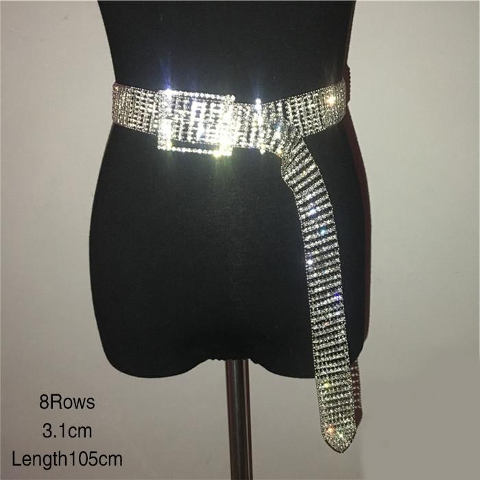 Vàng Bạc Lấp Lánh Pha Lê Thắt Lưng Có Thể Điều Chỉnh Khóa Kim Loại Dài Waistbands Gợi Cảm Nữ Đảng Câu Lạc Bộ Dây Màu 2020