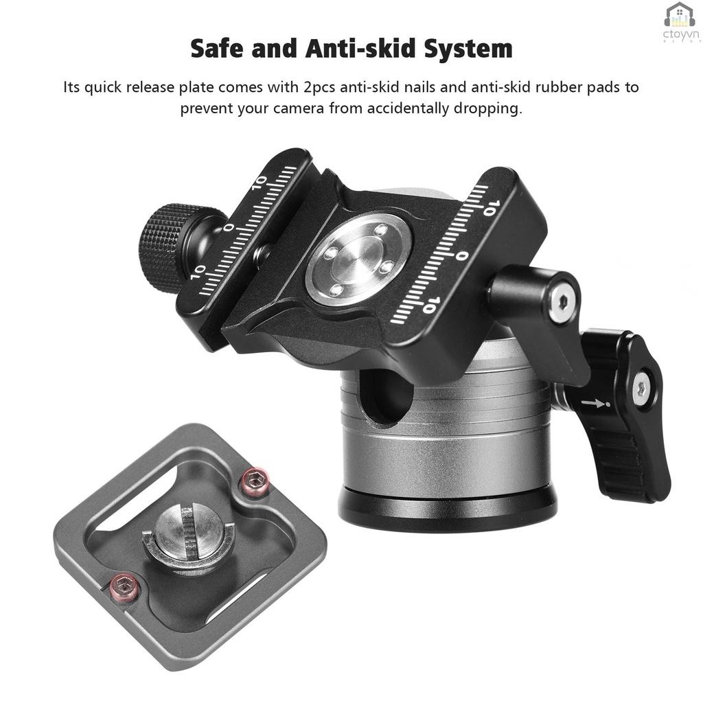 Đầu bi kép hợp kim nhôm CNC hình chữ U với ốc vít 1/4 inch cho máy ảnh DSLR ILDC tải trọng tối đa 10kg