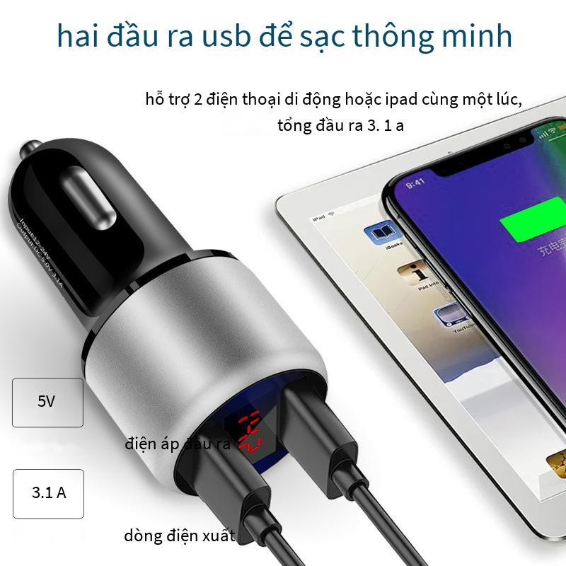 Đảm Bảo Chất Lượng Màn Hình Mới Hợp Kim Nhôm Sạc Xe Hơi 5V3.1A Dual USB Đa Năng Hào Quang Màn Hình Hiển Thị Kỹ Thuật Số Sạc Xe Hơi