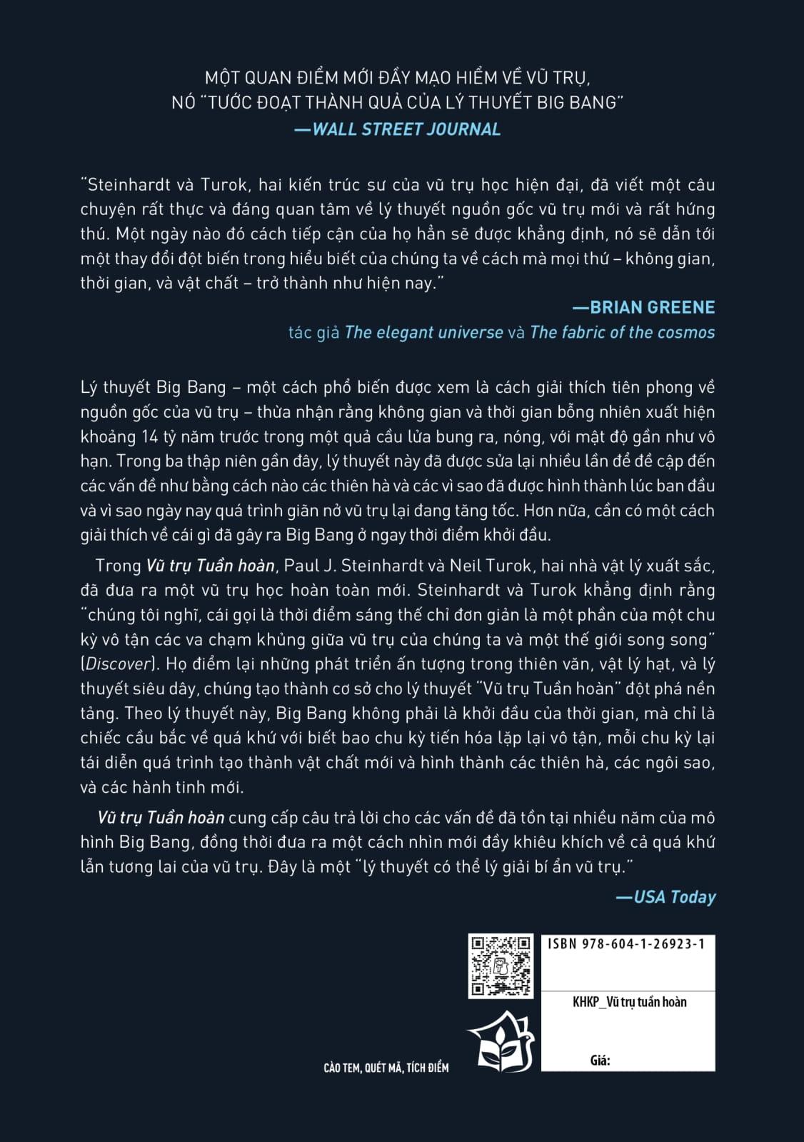 Sách - Khoa Học Khám Phá - Vũ Trụ Tuần Hoàn - Vượt Khỏi Big Bang - Viết Lại Lịch Sử Vũ Trụ