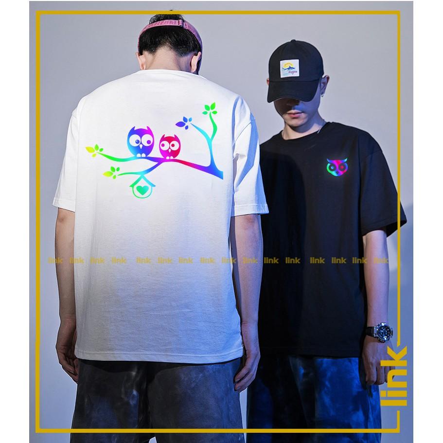 Áo thun phản quang CHIM CÚ đáng yêu unisex form rộng tay lỡ