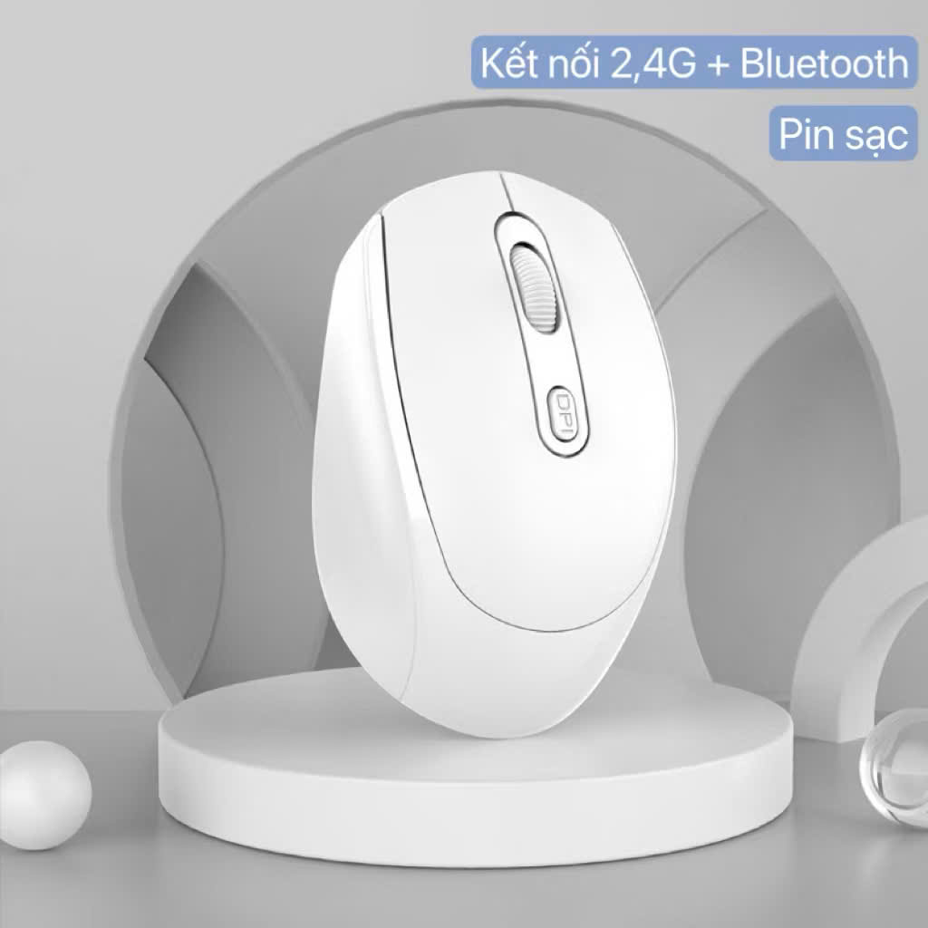 Chuột Không Dây Sạc Pin Click Siêu Tĩnh Âm 2 Chế Độ Bluetooth 5.2 &amp; USB 2.4G, 3 Mức DPI KẾT NỐI ĐIỆN THOẠI IPAD LAPTOP - HÀNG CHÍNH HÃNG