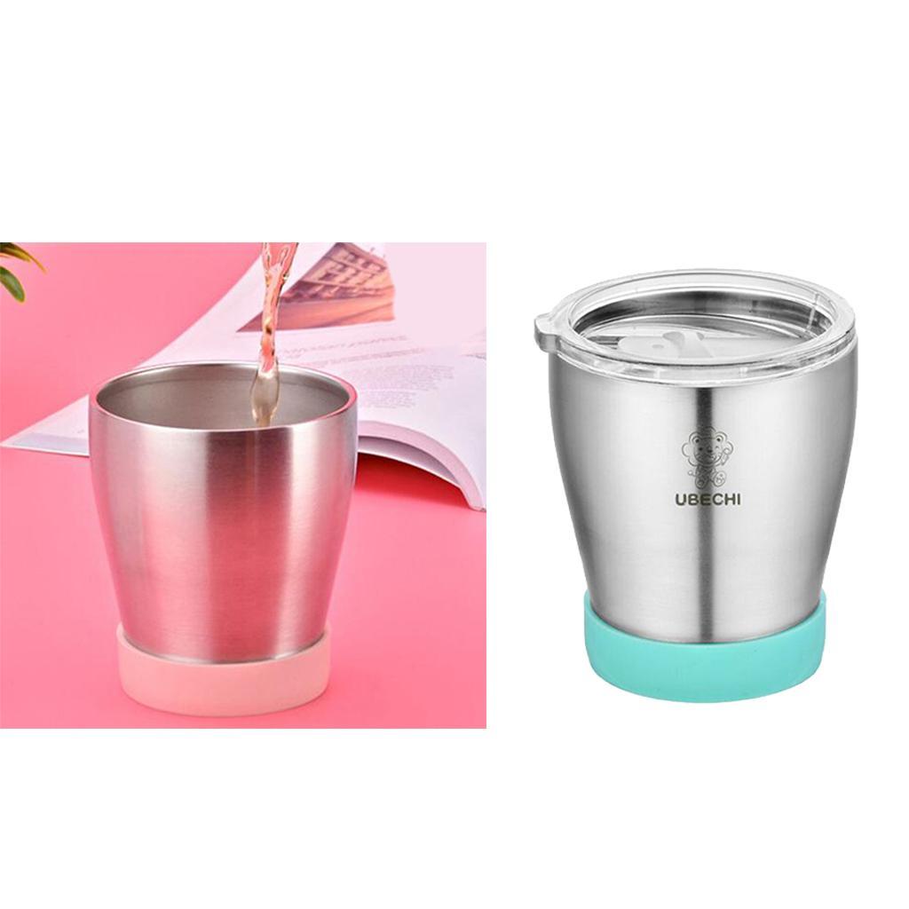 2Pcs Stainless Steel Water Coffee Tea Cup Juice Mug Bar Kitchen Pink Green