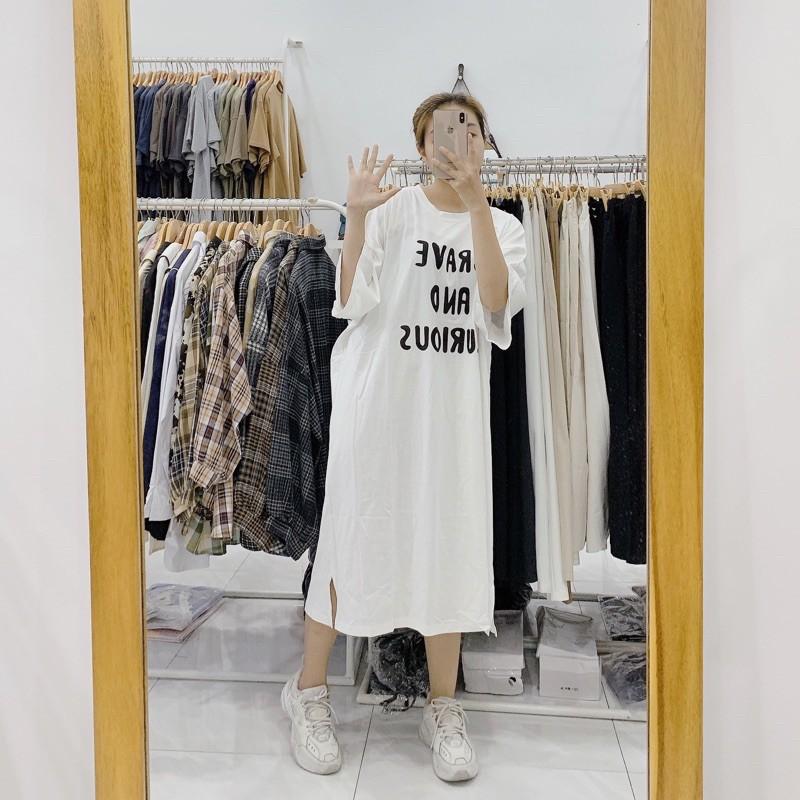 Váy suông cotton xẻ tà