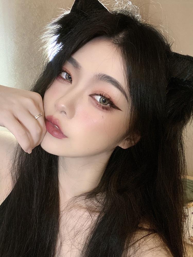 Mô phỏng mèo cáo tai bằng băng đầu dễ thương động vật sói tai vòng tóc Lolita Cosplay Cosplay （màu đen)