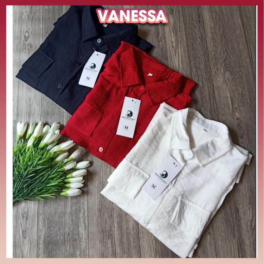 Áo sơ mi nữ form rộng tay dài, áo nữ đẹp Vanessa Stylish, chất liệu đũi tơ mềm mát, thấm mồ hôi SMH.47