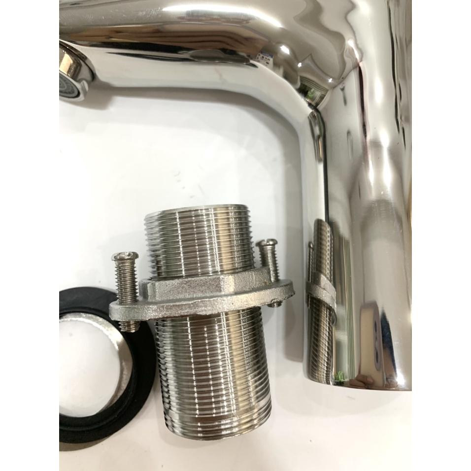 Vòi Lavabo Rửa Mặt Nóng Lạnh Thân Tròn Inox 304 Bóng