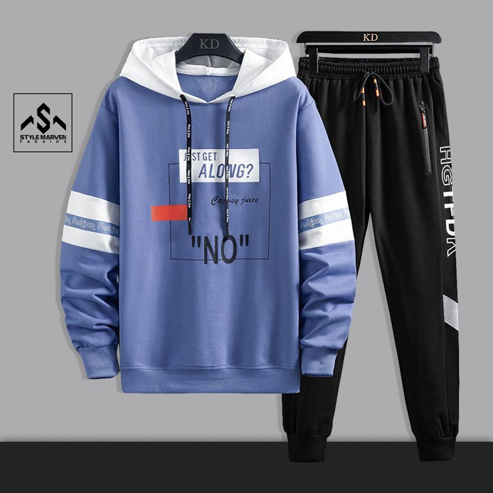 Bộ quần áo nỉ thể thao unisex Hoodie ALONG in cách điệu phối quần Jogger bo ống năng động SET NAM 90000169