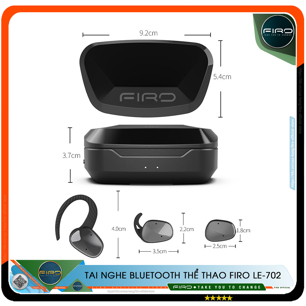 Tai Nghe Bluetooth Nhét Tai Không Dây FIRO LE-702 - Pin Dock Sạc 2000mAh - Thời Gian Sử Dụng 6 Giờ Liên Tục-Điều Khiển Cảm Ứng Thông Minh - Công Nghệ Kháng Nước IPX5-Phù Hợp Với Tất Cả Dòng Máy - Hàng Chính Hãng