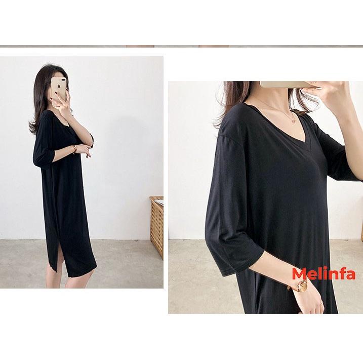 Váy đầm nữ tay lửng vải Modal mềm mại thoáng mát dáng suông mã VAV0303