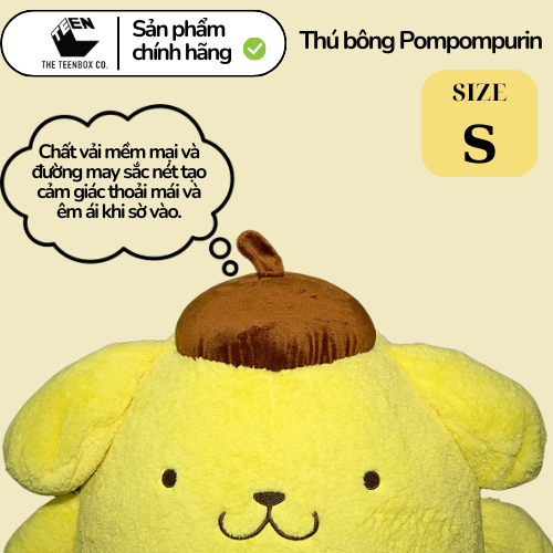 Thú bông Pompompurin S, Gấu Bông Sanrio Chính Hãng, Quà tặng đáng yêu, Sản phẩm chính hãng, Phân phối bởi Teenbox