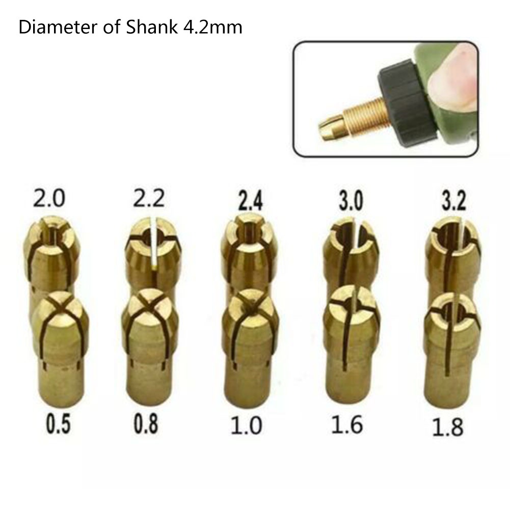 Bộ đầu kẹp mũi khoan bằng đồng 4.2mm 0.5-3.2mm cho máy mài mini