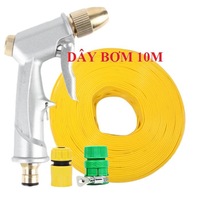 Bộ dây vòi xịt nước rửa xe, tưới cây . tăng áp 3 lần, loại 7m, 10m 206701 đầu đồng, cút,nối vàng + tặng đai TL