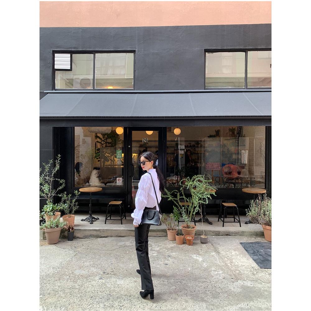 Áo sơ mi trắng kiểu thiết kế Tay bồng Dài tay Trẻ trung Ulzzang Hàn Quốc Sơ mi nữ Tay dài Thời trang