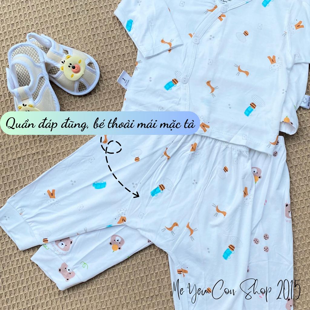 [3-9kg] Bộ Quần Áo Sơ Sinh Dài Chất Thun Lạnh, Mềm, Mát, Thấm Hút Mồ Hôi Cho Bé Thích Hợp Mặc Quanh Năm