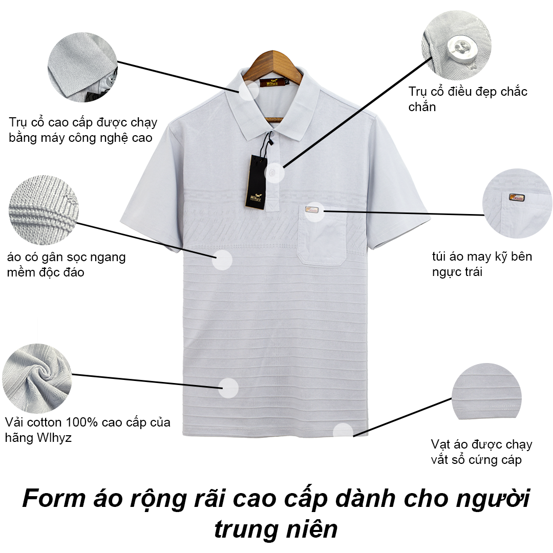 Áo thun nam cổ tàu quảng châu cao cấp LOẠI 1 của Wlhyz loại polo nam trung niên form rộng TQC6