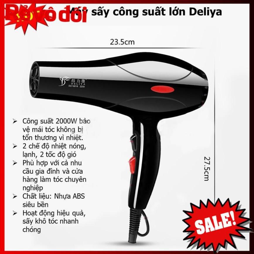 Máy sấy tóc công suất lớn DELIYA 8018 ( 2000W) 2 chiều nóng lạnh, tặng kèm ngay bộ 5 đầu phụ kiện làm tóc cao cấp