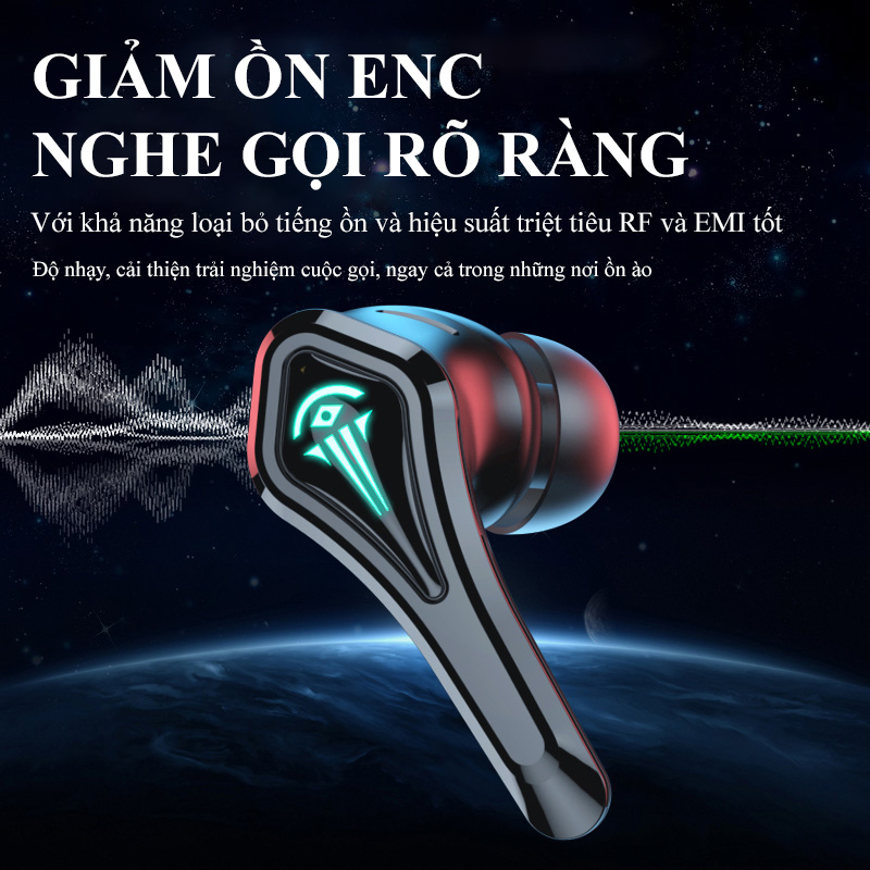 Tai Nghe Bluetooth True Wireless Không Dây - Gaming Mode &quot;0&quot; Trì Hoãn - Chế Độ 2 Máy Chủ Sử Dụng Độc Lập - Khử Ồn ENC TCT-A10  - Hàng Chính Hãng