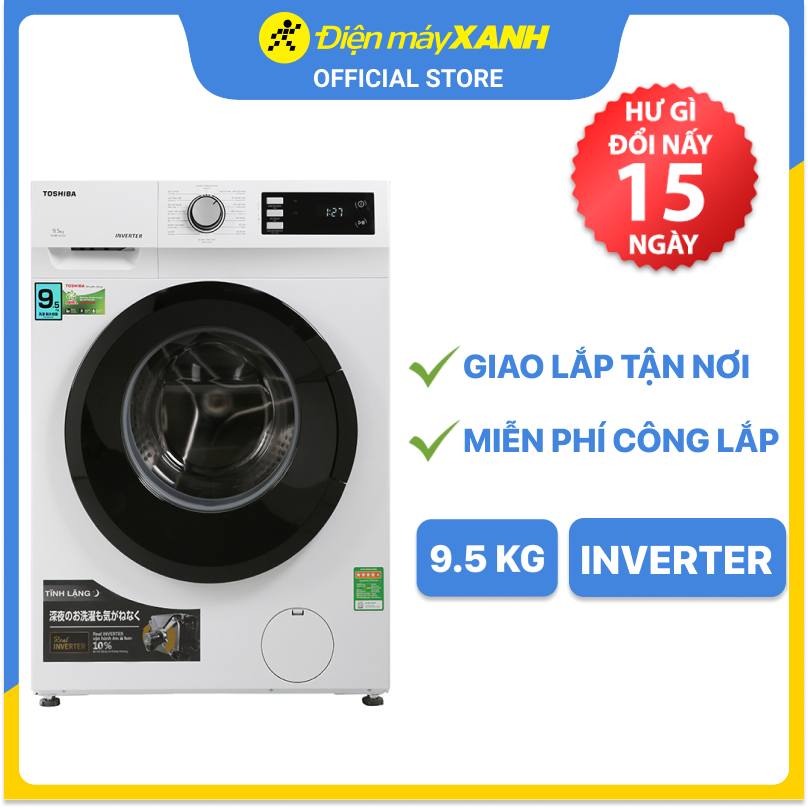 Máy giặt Toshiba Inverter 9.5 Kg TW-BK105S2V(WS) - Hàng chính hãng(Giao Toàn Quốc)