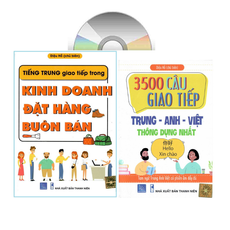 sách-combo 2 sách Tiếng Trung giao tiếp trong Kinh doanh Đặt hàng Buôn bán và 3500 câu giao tiếp Trung Anh Việt thông dụng nhất+DVD tài liệu
