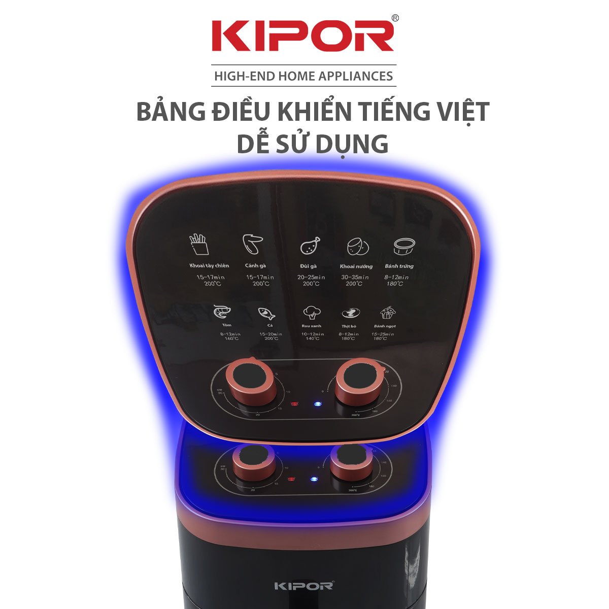 Nồi chiên không dầu KIPOR KP-AF632 - 6L - Điều khiển cơ, công nghệ đối lưu khí nóng 4D - Phủ chống dính cao cấp - Hàng chính hãng