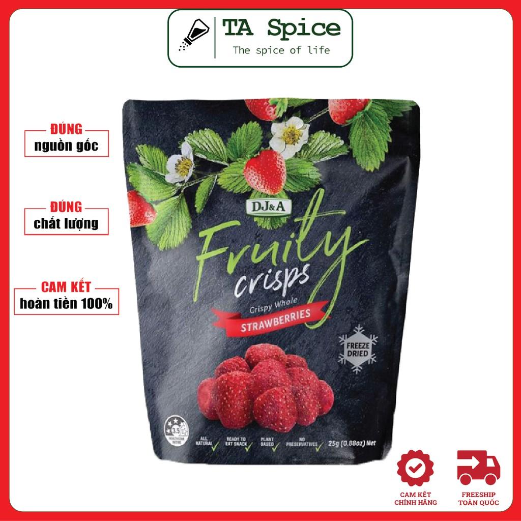 Dâu Tây Sấy - Ăn vặt văn phòng, Ăn KETO - Nhập khẩu Úc DJ&amp;A 25g - Freeze Dried Strawberries Australia