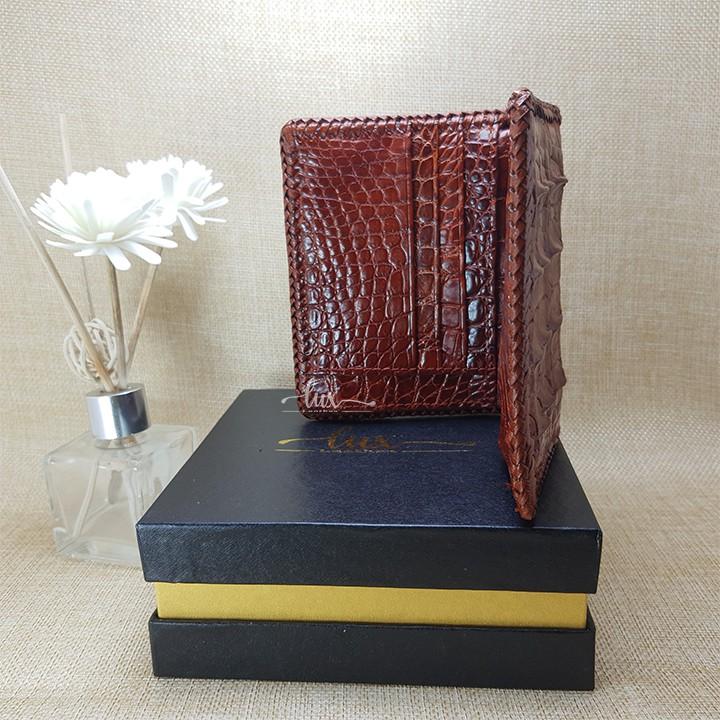 Ví Nam Da cá sấu LuxLeather LM2102 Đan Viền thủ công - Hai mặt - Kiểu đứng - Da lưng