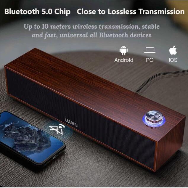 Loa Bluetooth Hai Dây Cổng USB Bằng Gỗ Âm Thanh Siêu Trầm Hỗ Trợ Thẻ Trực Tiếp