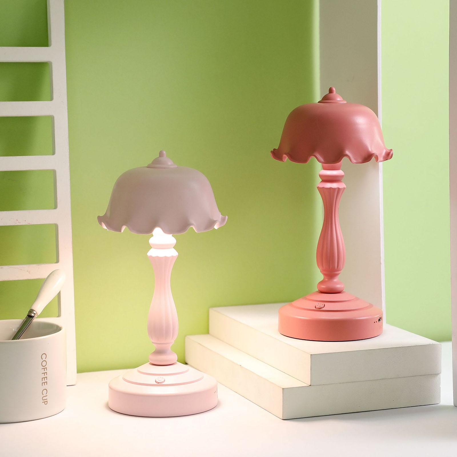 Bedside Table Lamp, with USB Ports, ABS Charger Base with Lotus Shade, Modern Desk Lamp for Bedroom, Living Room, Kid's Room, Dorm, Office