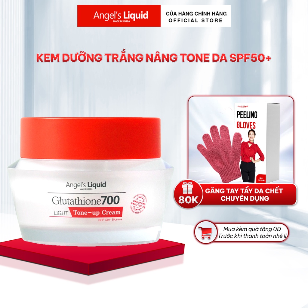 Kem Dưỡng Trắng Da Nâng Tone, Chống Nắng Angel Liquid Glutathione 700 Light Tone Up Cream (Ngày) 50ml