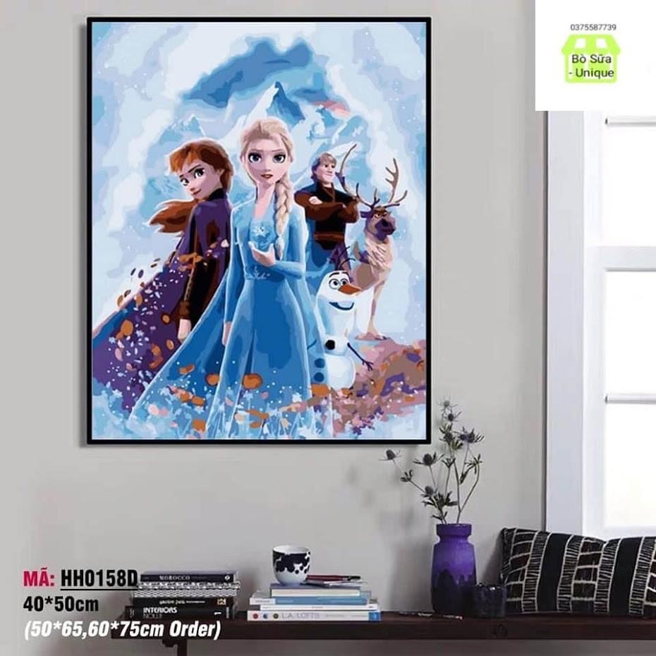 Tranh sơn dầu số hóa Thanh Lý giá size 40x50 đã căng khung và đầy đủ phụ kiện