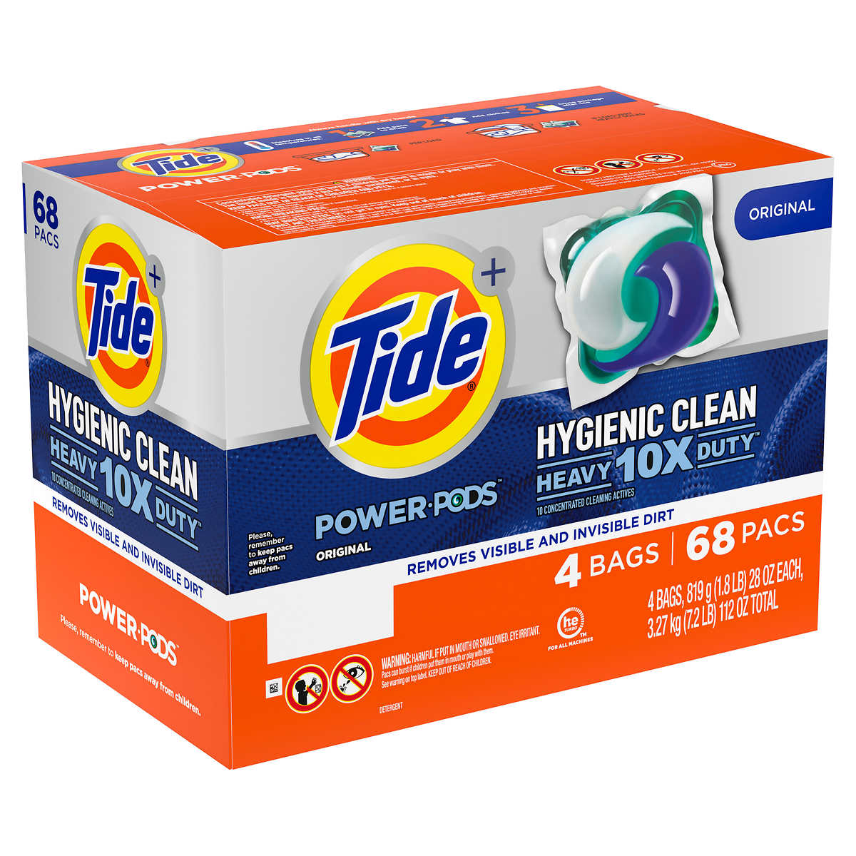 1 Thùng Viên Giặt Tide Power PODS Hygienic Clean Detergent Mỹ - 68 viên