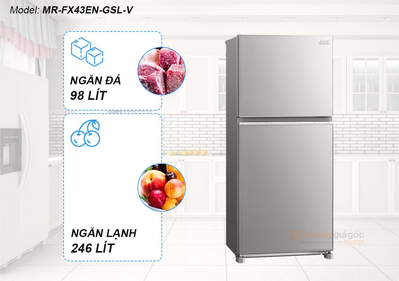 TỦ LẠNH MITSUBISHI ELECTRIC 344 LÍT MR-FX43EN-GSL-V (2 CỬA) - HÀNG CHÍNH HÃNG