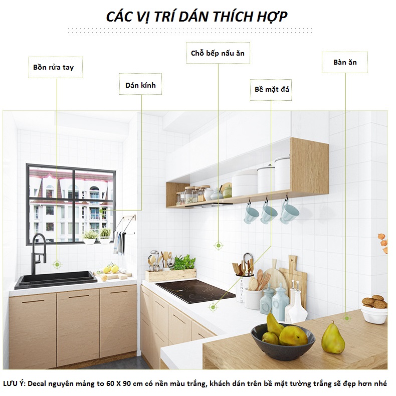 Decal dán bếp chống thấm dầu hình ngộ nghĩnh DBT023( 60 x 90 cm)