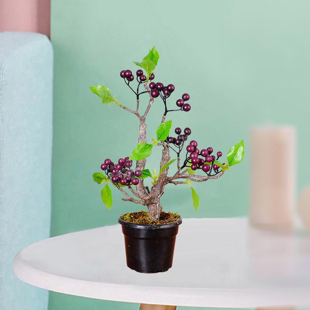 Artificial Fruit Tree Bonsai Green Leaf Realistic Potted Plants Rubber Balls