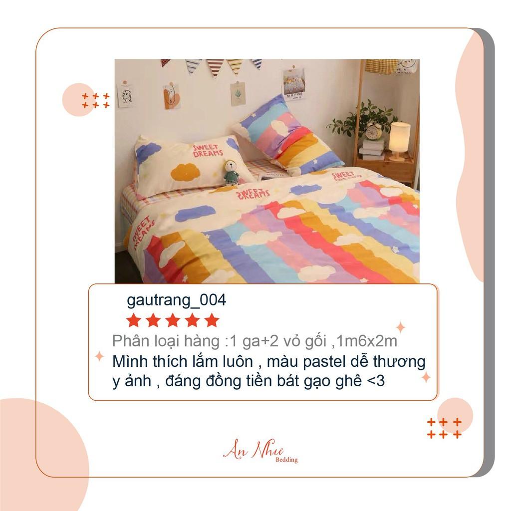 Bộ chăn ga gối ga giường poly, ga trải giường mây cầu vồng
