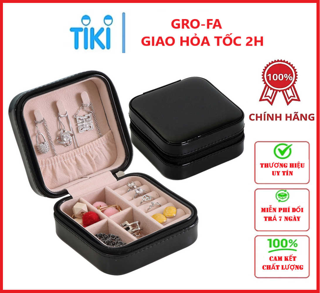 Hộp Đựng Trang Sức Bằng Da PU Nhiều Mẫu , Nhiều Cỡ - Chính Hãng GROFA