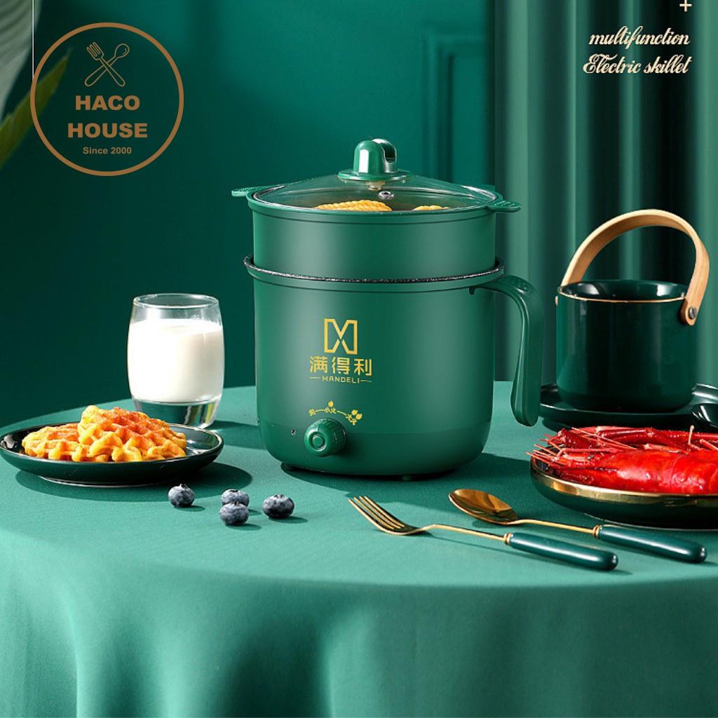 Ca Nấu Mì Cầm Tay, Nồi Lẩu Mini, Đa Năng Có Tay Cầm 1,8L - Nồi Lẩu Điện 2 Nấc Nhiệt Mẫu Mới 2021 Kèm Giá Hấp