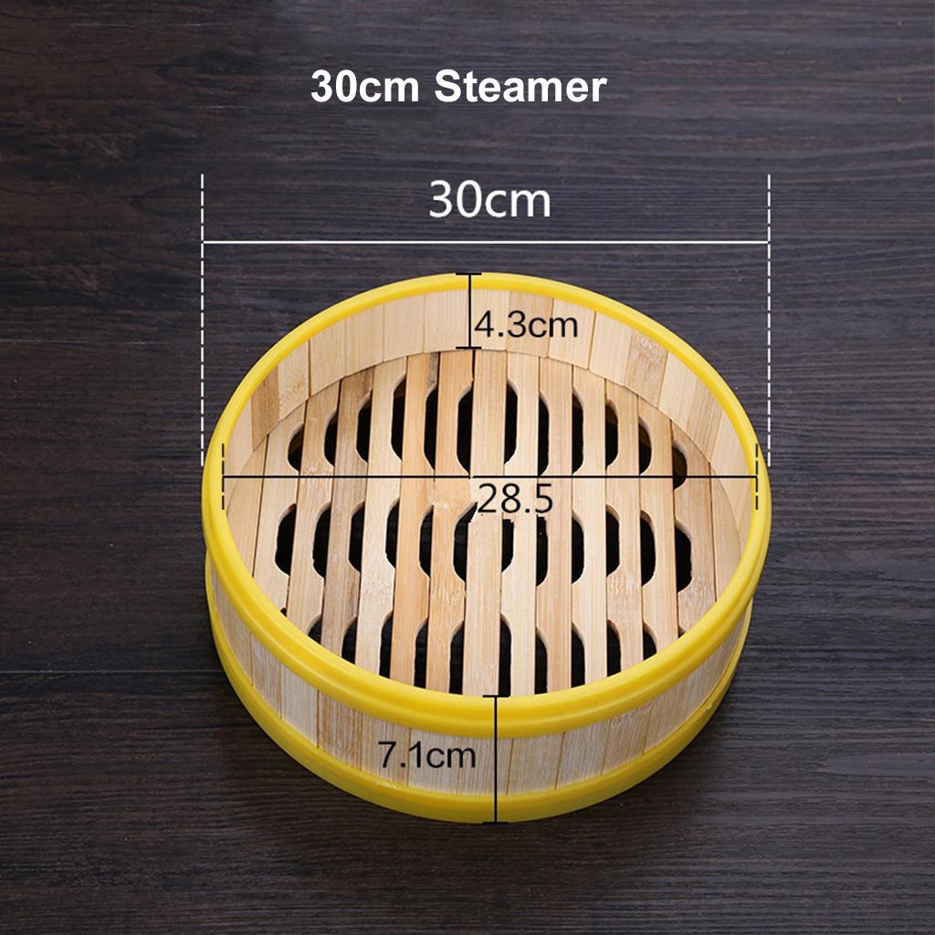 Plastic Edging Bamboo Steamer Basket for Dumpling Weaved with Lid Non-Stick