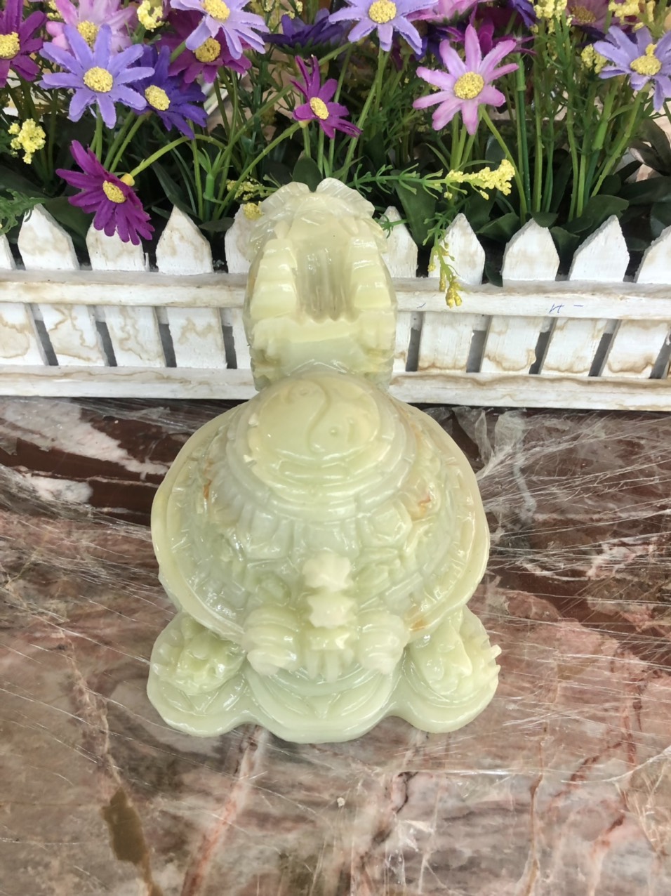 Tượng Long Quy ( Rùa đầu Rồng ) phong thủy đá ngọc Onyx đặt bàn thờ, bàn làm việc - Dài 15cm