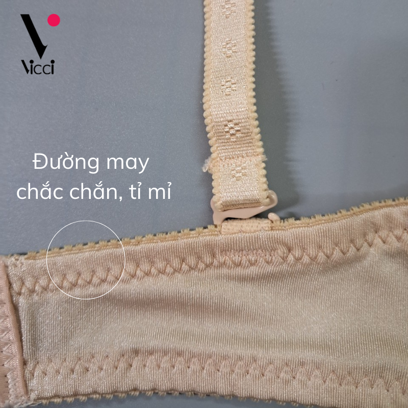 Áo lót nữ nâng ngực trơn, mỏng, có gọng Vicci AV.06  cúp chéo, dây vai có thể tháo rời, mềm mại, thoải mái tuyệt đối