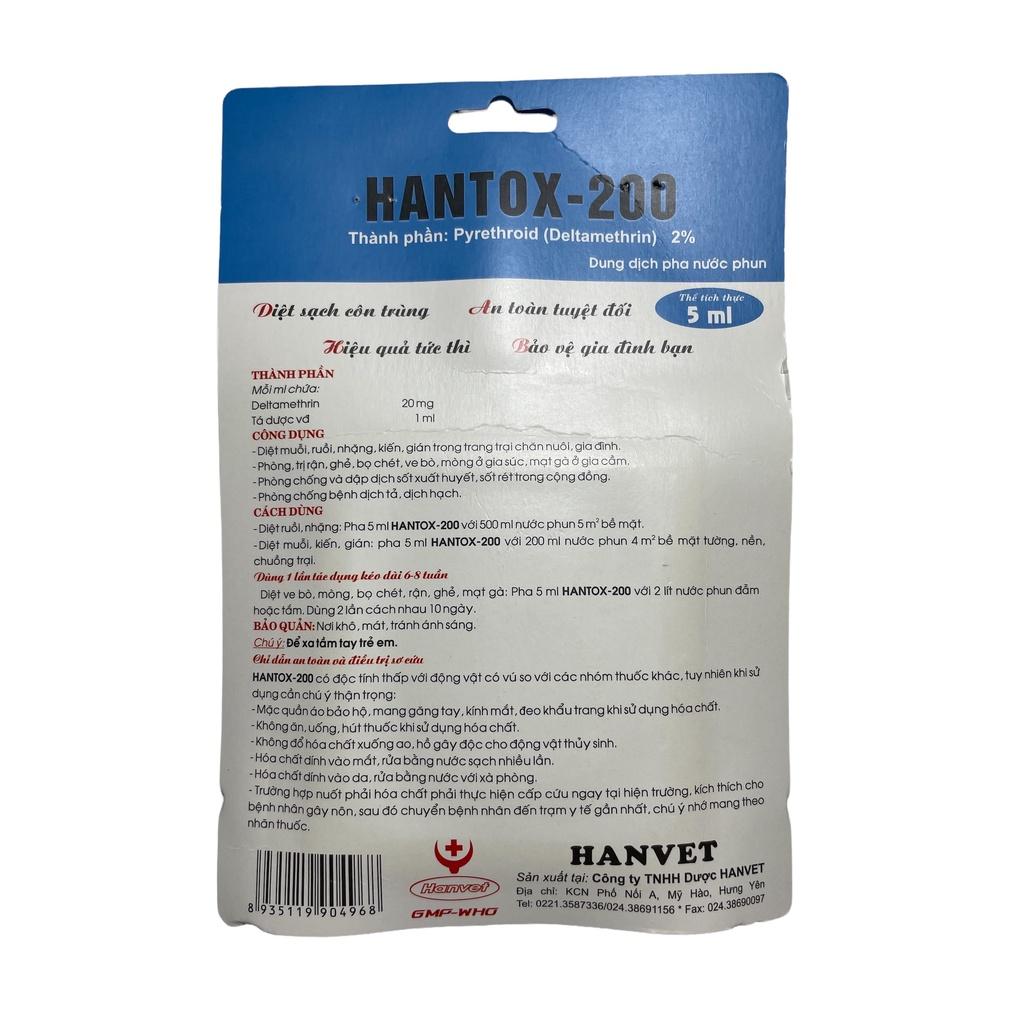 HANTOX-200 5ML Trừ Ve Ghẻ Mạt Dĩn Ruồi Hiệu Qủa, Thuốc Diệt Côn Trùng Hiệu Qủa Kéo Dài