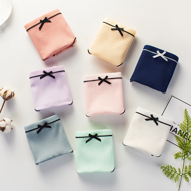 Combo 10 Quần Lót Nữ Cotton Gân Tăm Phối Nơ GT1